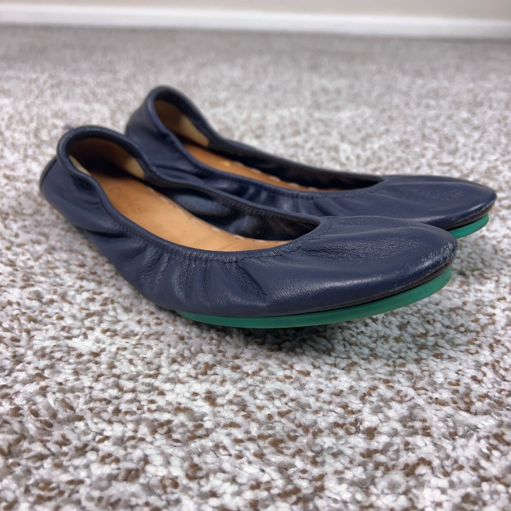 Tieks Flats Women 7 Navy Blue Travel Foldable Leather Slip On Comfort Shoes